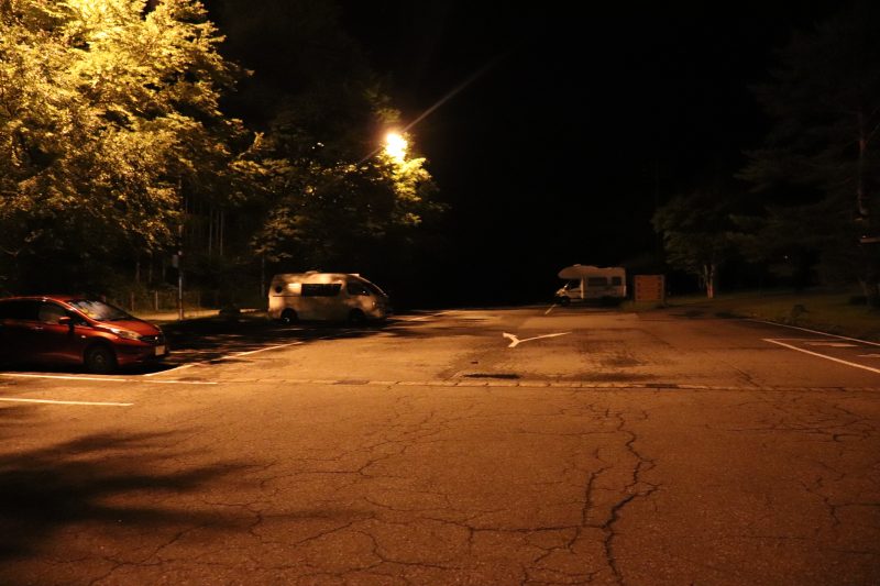 道の駅パスカル清見の夜の駐車場