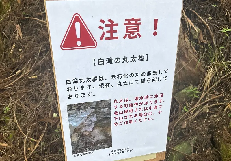 竜が岳登山口の案内
